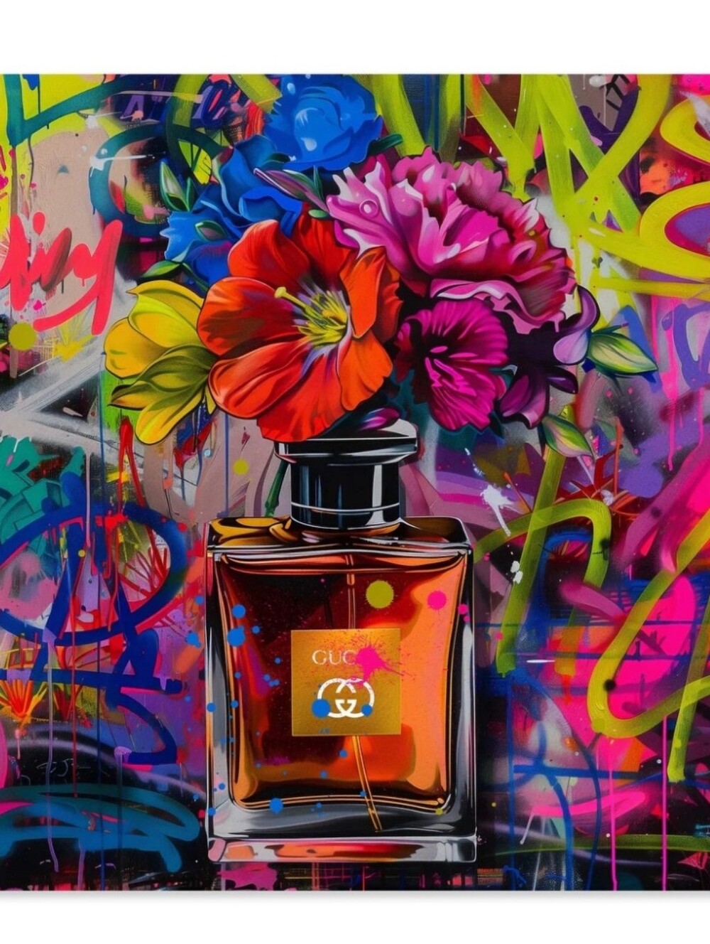 Instinct Style Gucci GraffitiFloral Perfume Bottle Wall Decor